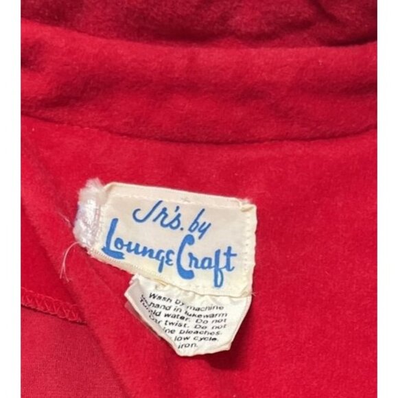 Vintage 60s Lounge Craft Nightgown Womens Medium Red Housecoat Zip Pocket Long - Picture 4 of 15